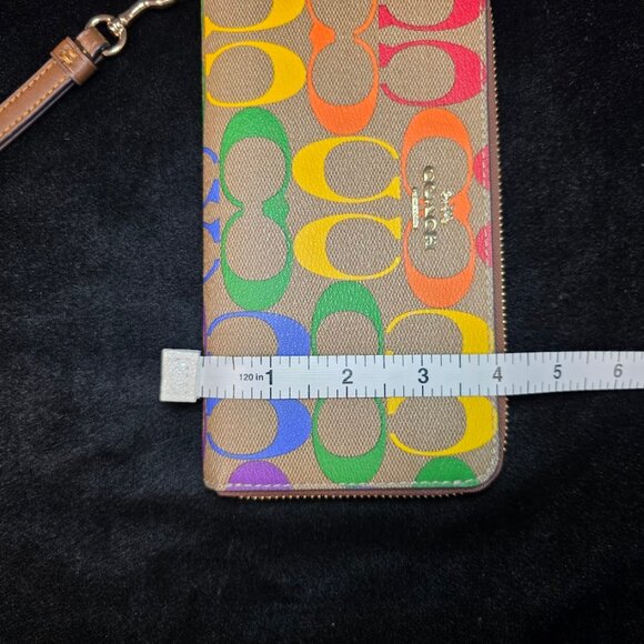 Long Zip Around Wallet In Rainbow Signature Canvas - Picture 9 of 9